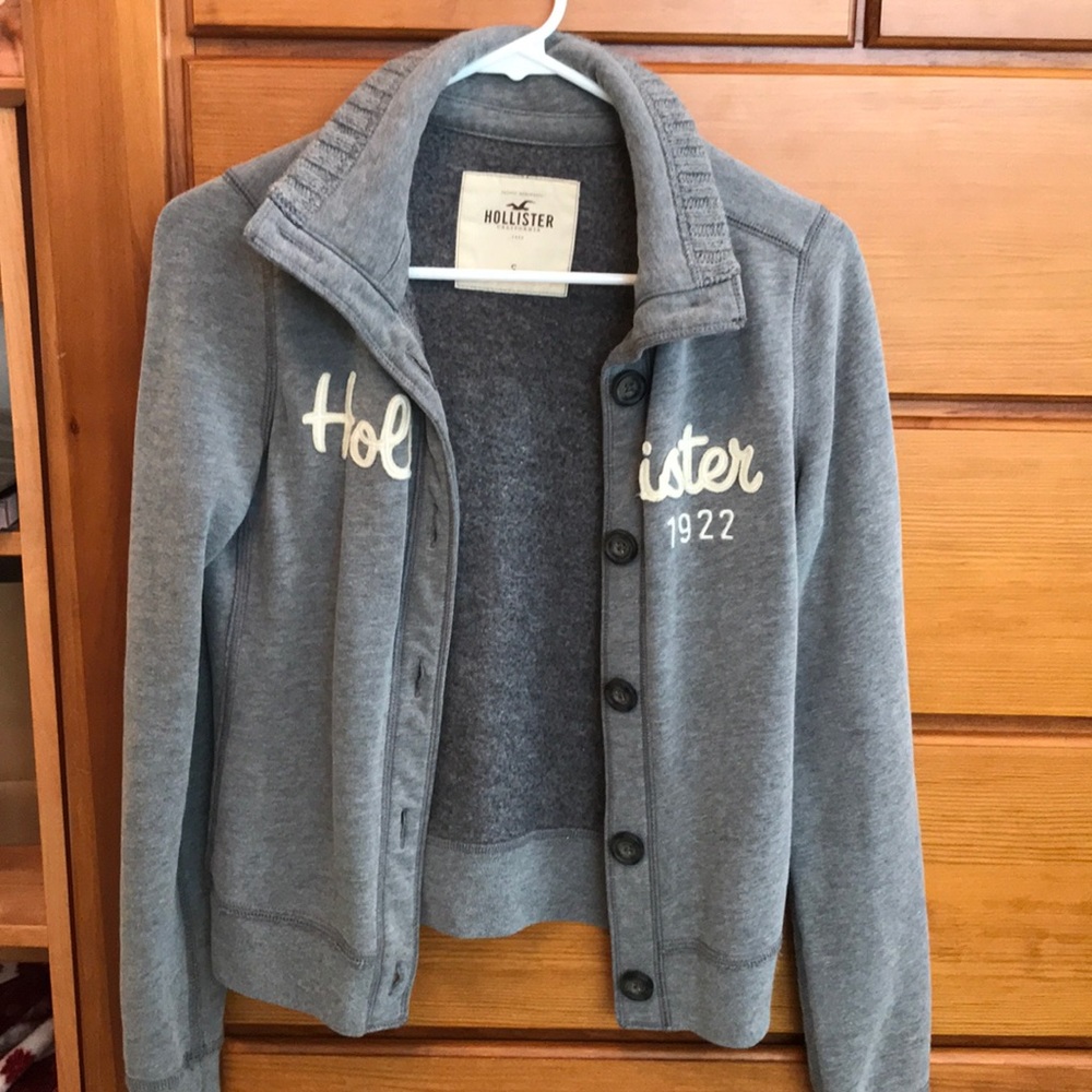 Grey button up sweatshirt